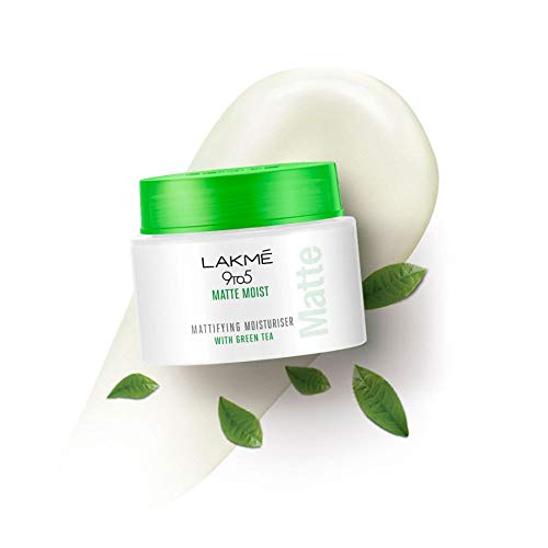 Lakmé 9To5 Matte Moist Mattifying Moisturiser with Green Tea, 12 Hour Moisturised Matte Looking Skin