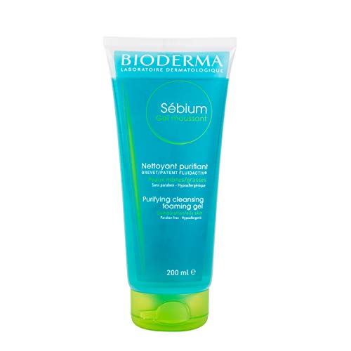 Bioderma Sebium Moussant Purifying Cleansing Foaming Gel Combination to Oily Skin (Tube), Blue, 200 ml