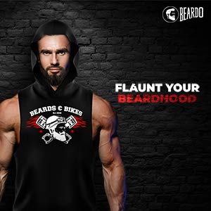 BEARDO Beards and Bikes Sleeveless Hoodie (Medium) Black