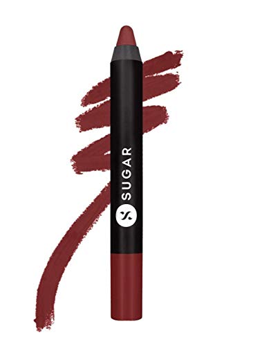 SUGAR Cosmetics - Matte As Hell - Crayon Lipstick -15 Stephanie Plum (Plum Mauve) - 3.5 gms - Bold and Silky Matte Finish Lipstick, Lightweight, Lasts Up to 12 hours