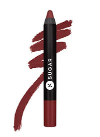 SUGAR Cosmetics - Matte As Hell - Crayon Lipstick -15 Stephanie Plum (Plum Mauve) - 3.5 gms - Bold and Silky Matte Finish Lipstick, Lightweight, Lasts Up to 12 hours