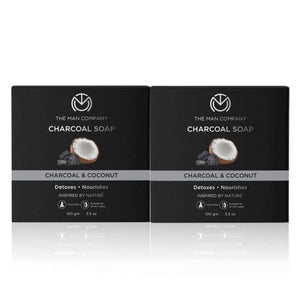 The Man Company Charcoal Soap with Coconut | Detoxes & Nourishes | Infused With Charcoal & Coconut | Toxin-free | Suitable For All Skin Types | Prevents Dryness | Removes Dead Skin - 100gm*2