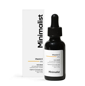 Minimalist 10% Vitamin C Face Serum for Glowing Skin, 30 ml | Highly Stable & Effective Skin Brightening Vit C Serum For Women & Men