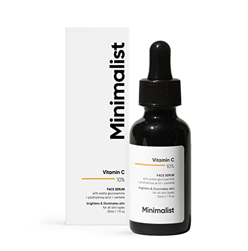 Minimalist 10% Vitamin C Face Serum for Glowing Skin, 30 ml | Highly Stable & Effective Skin Brightening Vit C Serum For Women & Men