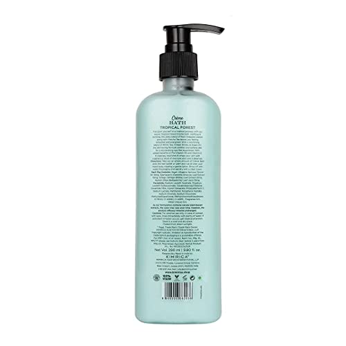 Kimirica Creme Bath Tropical Forest Body Wash - 290ml, 100% Vegan and Paraben Free, Made with White Tea, Ginkgo Biloba, Argan Oil and Enriched with Vitamin E, Pro-Vitamin B5