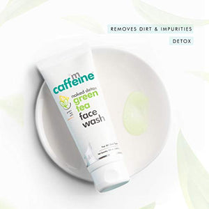 mCaffeine Green Tea Face Wash (100ml) for Removing Dirt and Toxins | Antioxidant Rich with Vitamin C and Hyaluronic Acid | Daily-Use Face Cleanser with a Calming Aroma