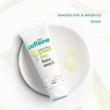 mCaffeine Green Tea Face Wash (100ml) for Removing Dirt and Toxins | Antioxidant Rich with Vitamin C and Hyaluronic Acid | Daily-Use Face Cleanser with a Calming Aroma