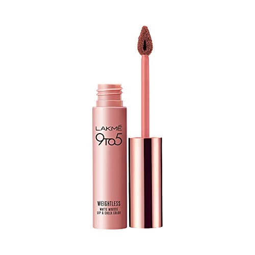 Lakmé 9 to 5 Weightless Mousse Lip Color & Cheek Color, Matte Finish - Coffee Lite, 9 g