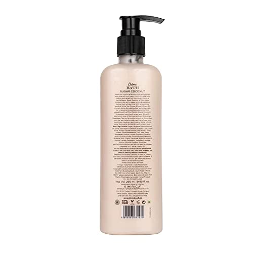 Kimirica Creme Bath Sugar Coconut Body Wash - 290ml, 100% Vegan and Paraben Free, Made with White Tea, Ginkgo Biloba, Argan Oil and Enriched with Vitamin E, Pro-Vitamin B5