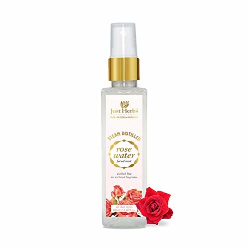Just Herbs Ayurvedic Gulab Jal/Rose Water Spray Facial Mist Toner For Glowing Skin, Pores Minimising - Men & Women 100ml