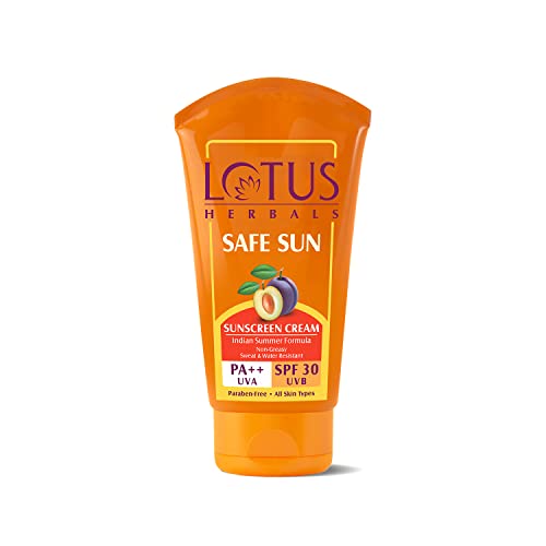 Lotus Herbals Safe Sun Block Cream SPF 30, 100g and Lotus Herbals White Glow Oatmeal And Yogurt Skin Whitening Scrub, 100g
