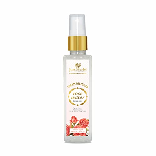 Just Herbs Ayurvedic Gulab Jal/Rose Water Spray Facial Mist Toner For Glowing Skin, Pores Minimising - Men & Women 100ml