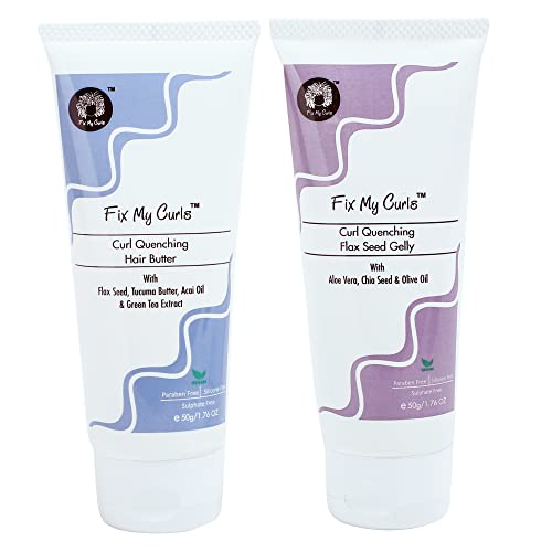 Fix My Curls, Curl Quenching Moisture Styling Bundle For Curly And Wavy Hair Low porosity 3A to 4A Curls, 50 G Each