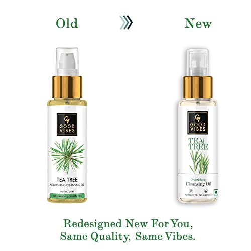 Good Vibes Tea Tree Nourishing Cleansing Oil - 30 ml - Moisturizing and Nourishing for Dry Skin and Clogged Pores - Paraben Free