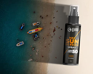 Beardo Max Sunscreen Spray SPF-50 P+++ for Indian men, 50ml | Non-greasy Sunscreen | Suitable for Oily, Acne Prone Skin | Oil Free Sunscreen