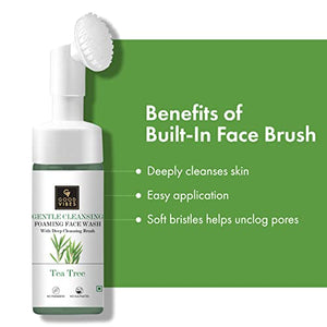 Good Vibes Tea Tree Foaming Gentle Cleansing Face Wash With Deep Cleansing Brush, 150 ml | Anti-Acne Soothing Face Cleanser For All Skin Types | No Parabens, Sulphates & Mineral Oil