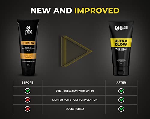 Beardo Ultraglow All in One Face Cream For Men with SPF 30 | Skin Brightening Face Cream | Dark Spot Reduction | Sun Protection | 60 g