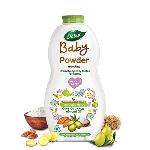 Dabur Baby Powder: No added Talc and Asbestos | Contains Oat Starch , Arrowroot Powder & Amba Haldi |Hypoallergenic & Dermatologically Tested with No Paraben & Phthalates - 150 g