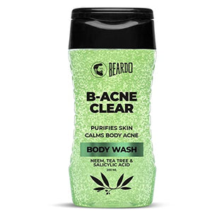Beardo B-Acne Clear Body Wash for Men 200 ml | With Neem, Tea Tree and Salicylic Acid | Clean Clear Skin | For Body Acne and Skin Purification