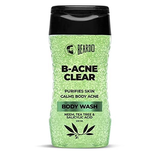 Beardo B-Acne Clear Body Wash for Men 200 ml | With Neem, Tea Tree and Salicylic Acid | Clean Clear Skin | For Body Acne and Skin Purification