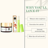 Good Vibes Moisturizing Skin Care Combo - Coconut Brightening Face Cream (50 g) and Strawberry Lip Balm (2.5 g) | Pack of 2 | Skin Hydrating Nourishing Light Weight Formula for All Skin Types