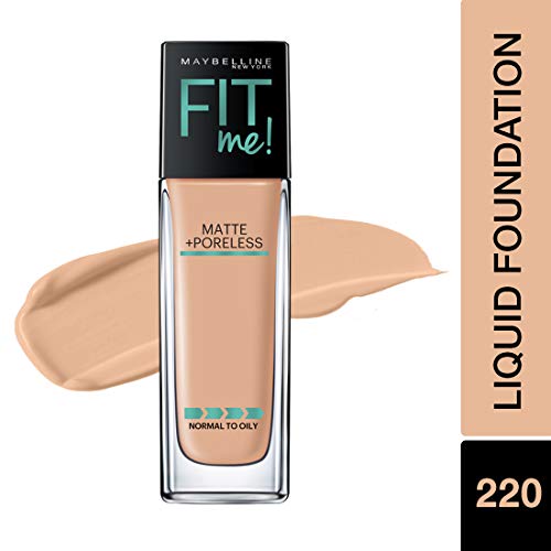 Maybelline New York Fit Me Matte+Poreless Liquid Foundation (With Pump), 220 Natural Beige, 30ml