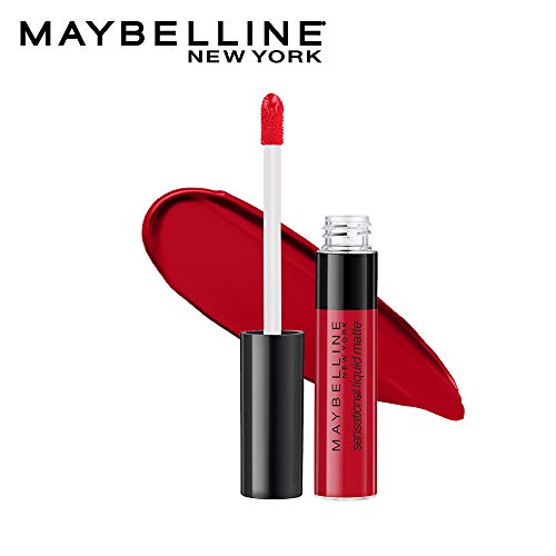 Maybelline New York Sensational Liquid Matte Lipstick 03 Flush It Red, 7G.