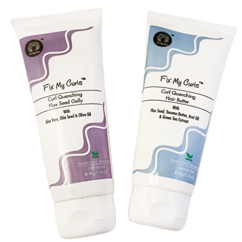 Fix My Curls, Curl Quenching Moisture Styling Bundle For Curly And Wavy Hair Low porosity 3A to 4A Curls, 50 G Each