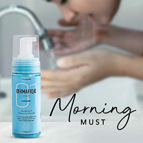 Dermafique Aquaquench Cleansing Mousse, 150 ml - For Dry Skin - Foaming Face Wash- For Deep Cleansing and Hydration - Dermatologist Tested
