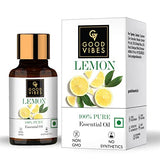 Good Vibes 100% Pure Lemon Essential Oil, 10 ml Naturally Brightens Skin, Helps Reduce Dandruff, Suitable For All Skin & Hair Types, No Alcohol, Parabens & Sulphates