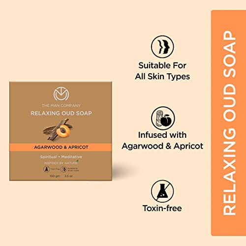 The Man Company Relaxing Oud Bath Soap Bar with Agarwood & Apricot ( Combo Pack of 4 ) for Long-Lasting Freshness | Glowing, Soft & Supple Skin | Refreshing Fragrance | All Skin Types-100gm-BUY 3 GET 1 FREE