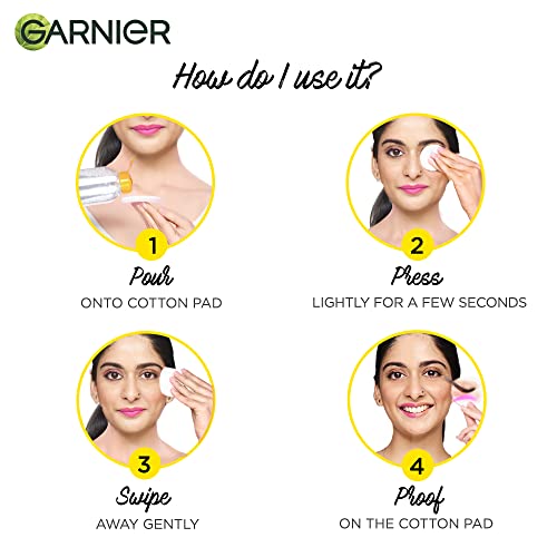 Garnier Micellar Water With Vitamin C, 125ml | Garnier Micellar Cleansing Water | One Swipe Makeup Remover | For Dull and Sensitive Skin | Removes Makeup + Brightens Skin