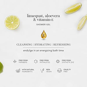 Cleansense Limequat Body Wash Shower Gel Combo, 100% Vegan and Paraben Free with Goodness of Aloe Vera and Vitamin E (Limequat, 280mlx2)