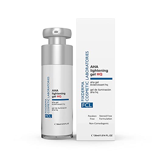 Fixderma Cosmetic Laboratories Fcl Aha Lightening Gel Hq, Fast Acting Skin Lightening Gel, Age Spot Serum, Treats Uneven Skin Tone, Freckles, Hyperpigmentation, Lighter Skin Tone, Night Serum, 30Ml