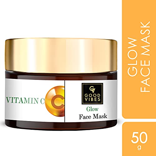 Good Vibes Vitamin C Glow Face Mask, 50 g Deep Cleansing Moisturizing Face Mask For All Skin Types, Rich in Antioxidants & Helps Reduce Dark Spots, No Parabens & Sulphates