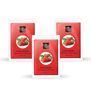 Good Vibes Strawberry Revitalizing Sheet Mask (Pack of 3) | Lightweight Hydrating Moisturizing Softening Face Serum Sheet Mask For All Skin Types | No Animal Testing