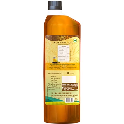 Dabur Cold Pressed Mustard Oil 1L | Healthy Cooking Oil with the Goodness of Omega 3 & 6