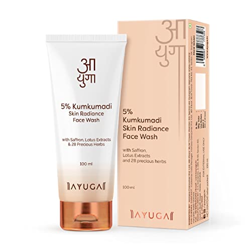 Ayuga 5% Kumkumadi Skin Radiance Face Wash with Saffron & Lotus Extracts for Radiant & Glowing Skin - 100 ml