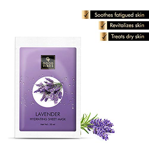 Good Vibes Lavender Hydrating Sheet Mask (Pack of 3) | Lightweight Hydrating Moisturizing Softening Face Serum Sheet Mask For All Skin Types | No Animal Testing