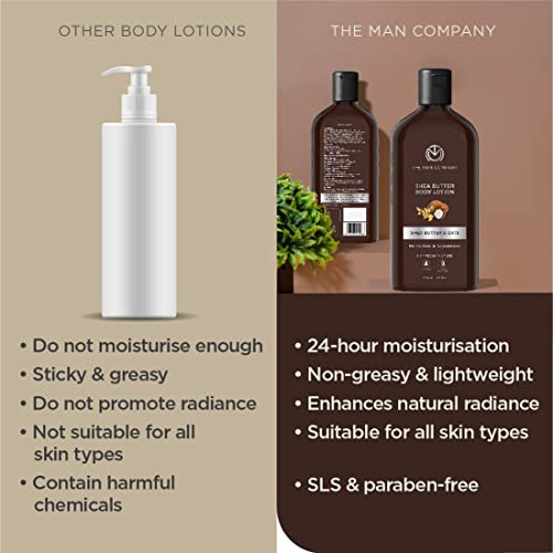 The Man Company Body Lotion For Extra Dry Skin | Shea Butter & Oats | 24 Hours Moisturising | Absorbs Quickly | Rejuvenates & Uplifts | SLS & Paraben-Free - 200ml