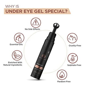 The Man Company Under Eye Cream Gel With Cooling Massage Roller For Dark Circles, Fine Lines & Puffy Eyes with Caffeine & Hyaluronic Acid – 15gm