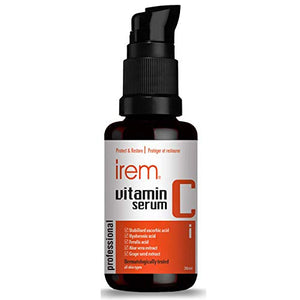 Irem Vitamin C Serum for face with Hyaluronic acid, Ferulic acid, Aloe vera and Grape seed extract, 30ml