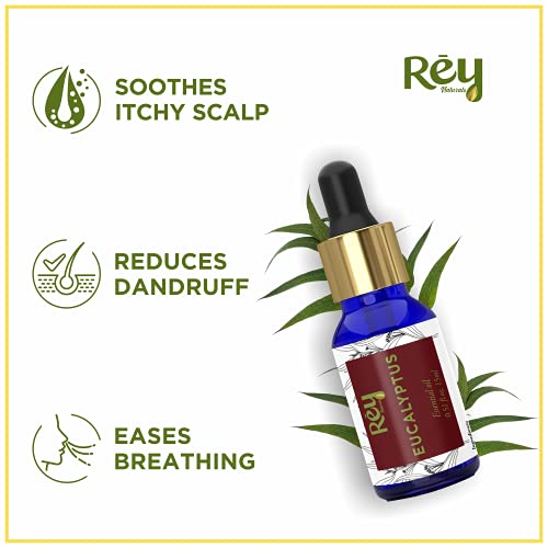 Rey Naturals Eucalyptus Oil, 15 ML 100% Natural For Aromatherapy & Aroma Diffusers For Massage Over Skin, Muscle & Joints