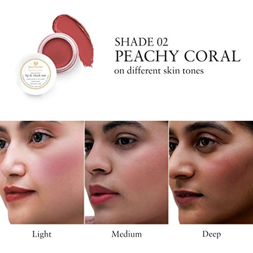 Just Herbs Ayurvedic, Natural Lip & Cheek Tint, Blush For Women - Sls, Chemical & Paraben Free - 02 Peachy Coral (Creamy Matte)