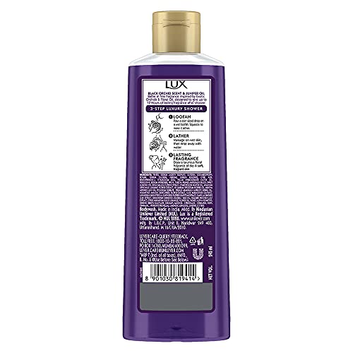 Lux Shower Gel, Black Orchid Fragrance & Juniper Oil Bodywash, With Glycerine For Soft Skin, Long Lasting Fragrance, Paraben Free, 245 ml