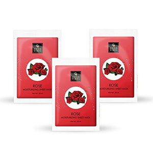 Good Vibes Rose Moisturizing Sheet Mask (Pack of 3) | Lightweight Hydrating Moisturizing Softening Face Serum Sheet Mask For All Skin Types | No Animal Testing
