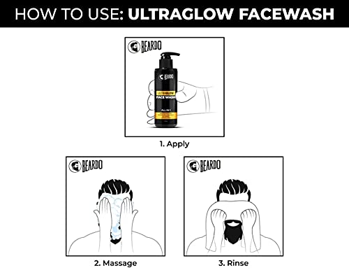 Beardo Ultraglow Face Wash for Men | Brightens & Balances Skin Tone | Reduces Dark Spots | Daily use facewash for oily to dry skin | Glowing and Radiant Skin (100ml)