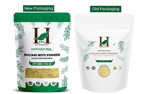 H&C Herbal Ingredients Expert Natural Multani Mitti/Fullers Earth Powder (Bentonite Clay) - For Face Pack 227g / 0.5 LB / 08 oz