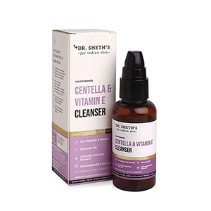 Dr. Sheth's  Centella & 2% Vitamin E Face Cleanser - Vegan with Almond Oil, Ashwagandha And Aloe Vera Extract for Fresh, & Glowing Skin | Repairs & Hydrates Skin, 50ml