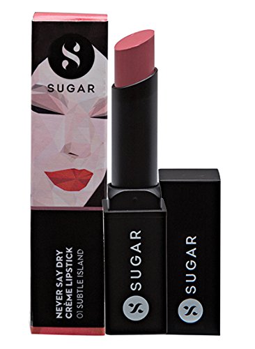 SUGAR Cosmetics Never Say Dry Crème Lipstick 01 Subtle Island (Muted Brownish Pink), 3.5 g